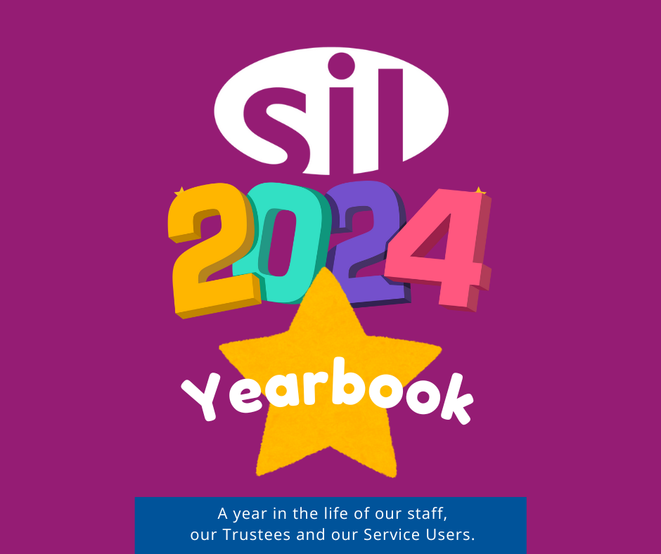 cover of SIL 2024 yearbook with a purple background, yellow star and bright coloured numbers