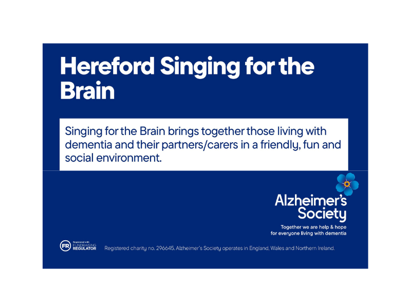 Herford Singing for the Brain sessions at St Martin's Church Hall Hereford Wednesdays 10 30 to 12 noon